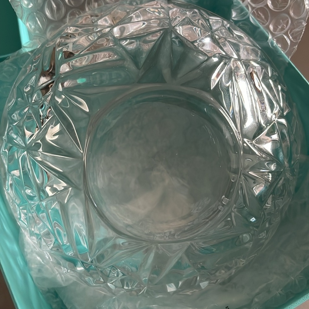 Tiffany & Co Glass Etched Small Bowl 5.5in diameter, New in Box